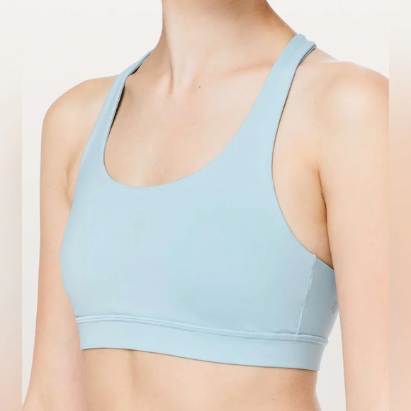 Lululemon Invigorate Bra Blue Haze mesh slate racerback sports top tank - Picture 1 of 10